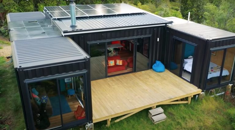 Solar Powered Off Grid Shipping Container Home Built From 5 20′ Shipping Containers