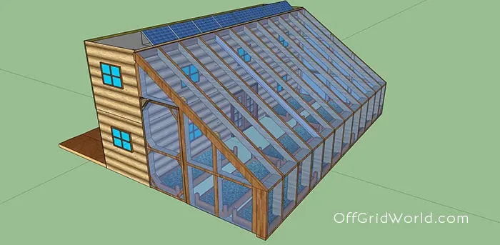 640sqft Solar Powered Shipping Container Cabin with Greenhouse For $25k